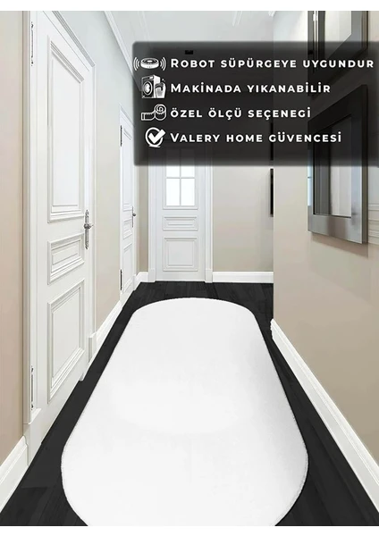 Valery Home Oval Comfort Puffy Overloklu Peluş Yolluk Beyaz