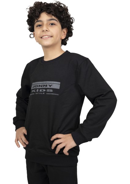 Jonny Kids Bisiklet Yaka Baskılı Sweatshirt