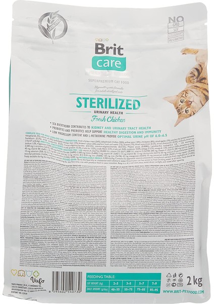 Kuru Kedi Maması, Taze Tavuklu, Kısırlaştırılmış, Tahılsız, Yetişkin, Idrar Sağlığı, 2 kg