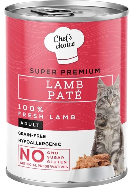 Chef's Choice 's Kedi Maması Konservesi, Kuzu Etli, Tahılsız, Pate, Yetişkin, 400 G