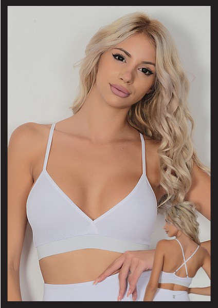 Kadın Beyaz Bralet Fitness Sütyeni Yeni Sezon
