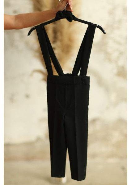 Siyah Erkek Çocuk Salopet Pantolon ve Papyon