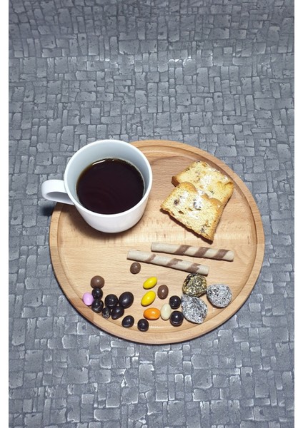 Masif Ahşap Çerezlik - Kahvaltı - Kahve - Meyve Sunum Tabağı Tabak Naturel