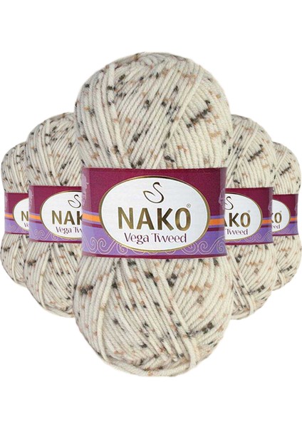 5 Adet Vega Tweed Premium Akrilik El Örgü Ipi Yünü No: 35017