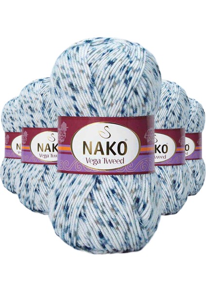5 Adet Vega Tweed Premium Akrilik El Örgü Ipi Yünü No: 31924