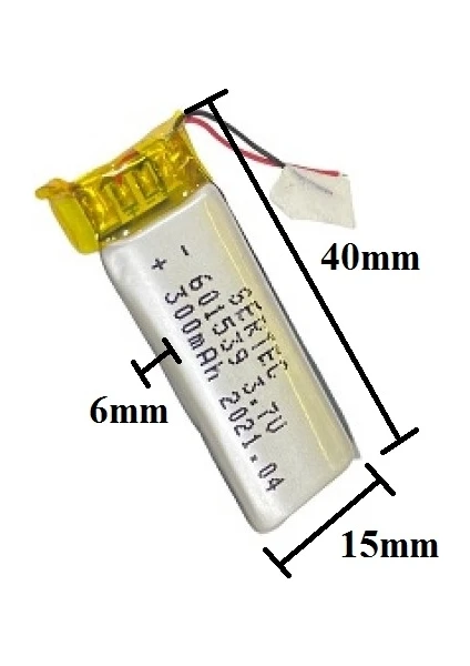 601539 3.7V 300 Mah Lityum Polimer Pil 1.5A (Drone Için Uygun Değildir)