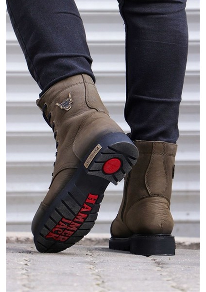 Deri Erkek Bot Haki 102 18505 V6 indirimleri