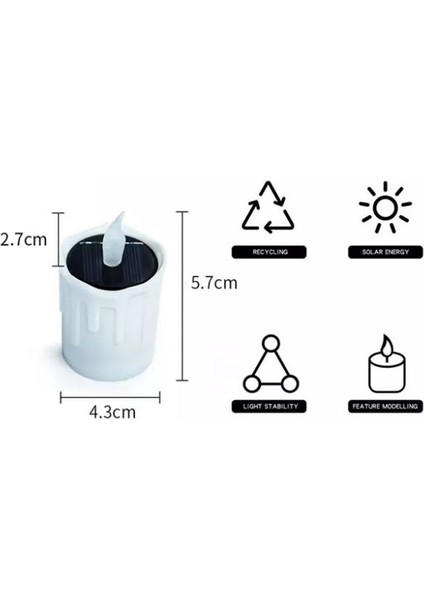 3 Adet Güneş Enerjili Solar Dekoratif LED 1W Alev Efekli Işık Mum Dış Mekan