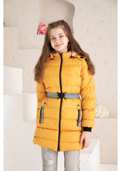 Beli Kemerli Içi Yünlü Şişme Mont