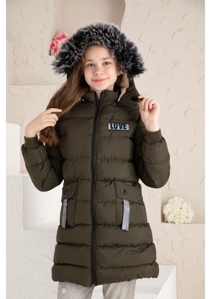 Love Baskılı Içi Yünlü Kız Çocuk Mont fırsatları