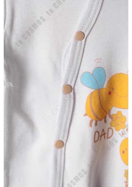 Cosmos Bebek Dad Baby Baskılı Beyaz Bebek Tulum + Şapka 0-3 Ay modelleri