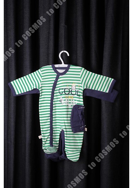 Cosmos Cool Baskılı Yeşil Beyaz Bebek Tulum 0-3 Ay
