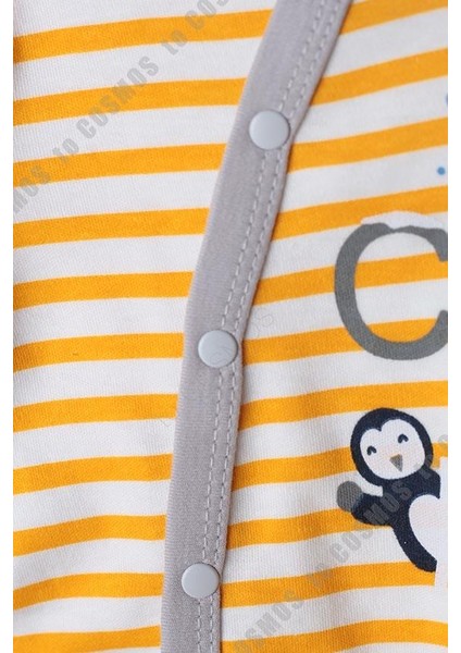 Cosmos Cool Baskılı Sarı Beyaz Bebek Tulum + Şapka 0-3 Ay