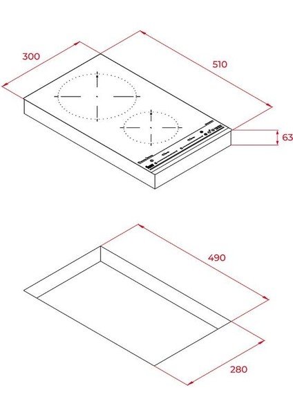 Izc 32300 30 cm Indüksiyonlu Siyah Cam Ankastre Ocak