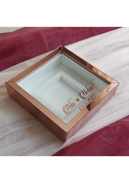 25 x 25 cm Fotoğraf Bölümlü Rose Pleksi Kaplı Verda Anı Çerçevesi-6 cm Derinlikli Anı Çerçevesi fiyatları