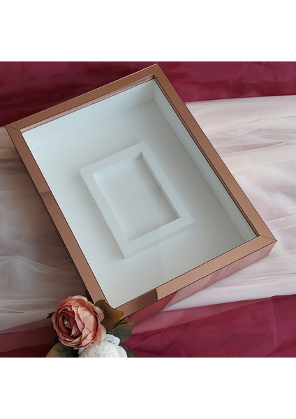 30 x 40 cm Yeni Model Pasportulu Rose Pleksi Kaplı Gül Kutusu Anı Çerçevesi! 8 cm Derin Çerçeve