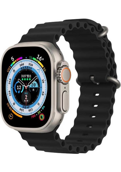 Zemur Aksesuar Zemuaraks Apple Watch 44MM Zore Krd-75 Silikon Kordon Metal Toka Şık