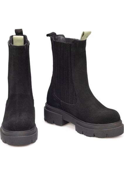 Kadın Süet Deri Kalın Tabanlı Postal Bot Chelsea