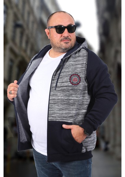 Büyük Beden Unisex New York Collage Sweat 22727-LACIVERT