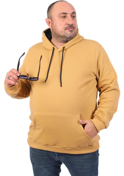 Büyük Beden Erkek Basic Sweat Kapüşonlu 11700-VIZON