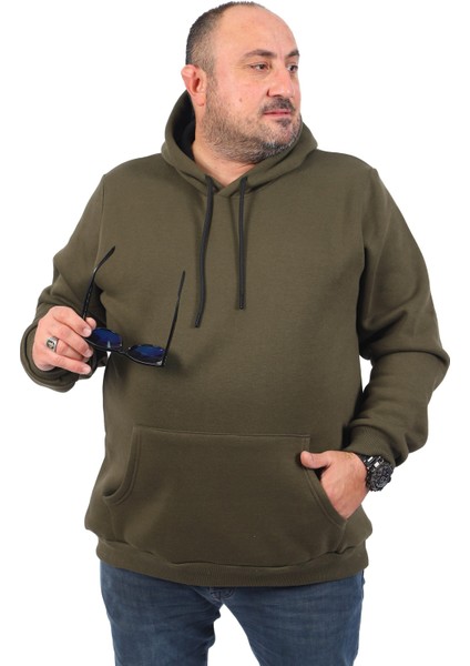 Büyük Beden Erkek Basic Sweat Kapüşonlu 11700-HAKI