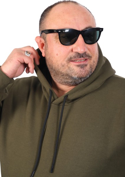 Büyük Beden Erkek Basic Sweat Kapüşonlu 11700-HAKI fiyatları