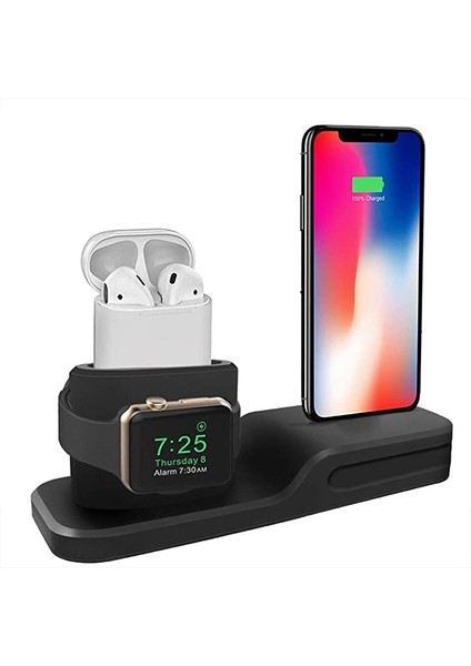 Apple Watch & Iphone &; Air Pods ile Uyumlu Silikon Dock Stand