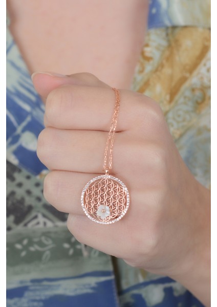 925 Ayar Rose Yaşam Çiçeği Kadın Gümüş Kolye