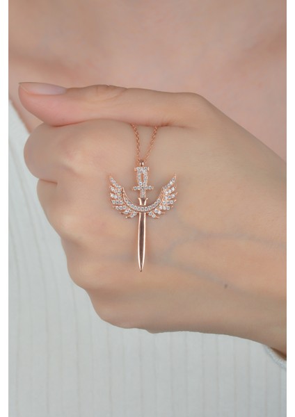 Kadın Rose Kanatlı Kılıç 925 Ayar Gümüş Kolye fiyatları