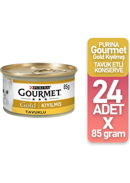 Gourmet Gold Kıyılmış Tavuk Etli Konserve Kedi Maması 85 gr 24'lü