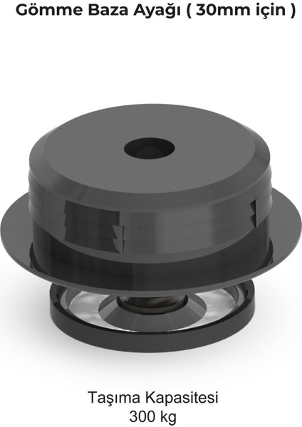MAXBZ01 Gömme Baza Ayağı Siyah 30MM