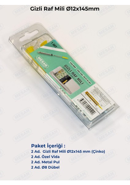 Gizli Raf Taşıyıcı 12X145MM Ahşap (0029)