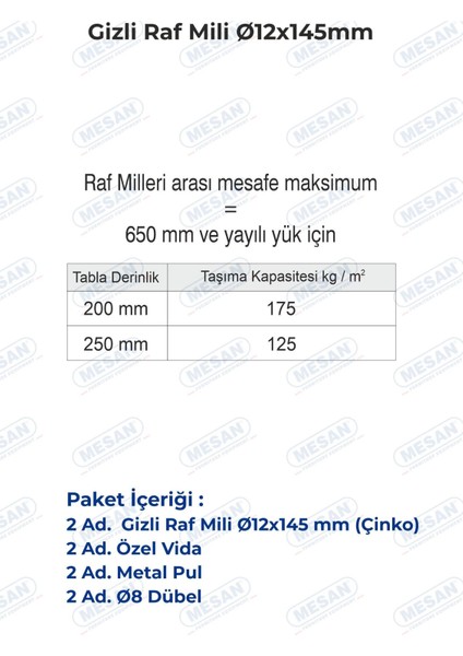 Gizli Raf Taşıyıcı 12X145MM Ahşap (0029) fırsatları