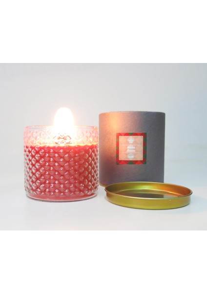 Kristal Kırmızı Bardak Spıce Orange Kokulu Çıtırtılı Vegan Mum