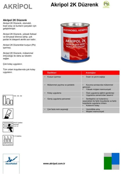 Akripol 2k Man B836 RAL9010 Beyaz Akrilik Sonkat Oto Boyası 1 Litre fiyatları