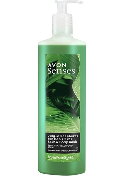 Senses Jungle Rainburst Adaçayı Ve Sandal Ağacı Kokulu Erkek Saç Ve Vücut Şampuanı 720 Ml.