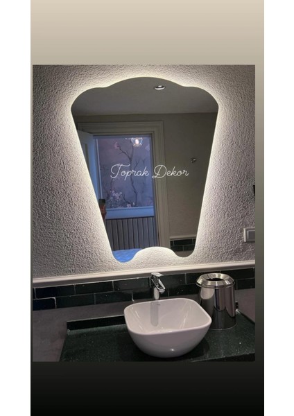 Toprak Dekor 105X85X55  Ayna Modern Işıklı Ayna Özel Seri Ayna Ledli Ayna Banyo Aynası Konsol Aynası