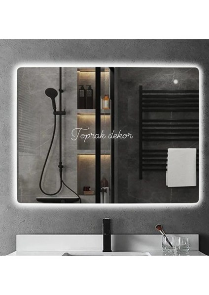 90*70 Beyaz Ledli Banyo Aynası Ledli Ayna Tuvalet Aynası Boy Aynası