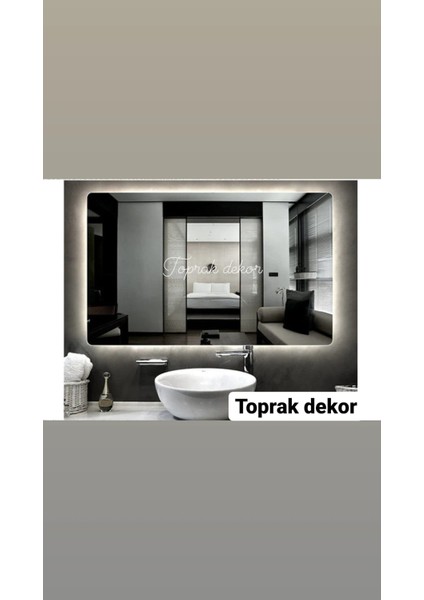 100*80 Beyaz Ledli Banyo Aynası Ledli Ayna Tuvalet Aynası Boy Aynası