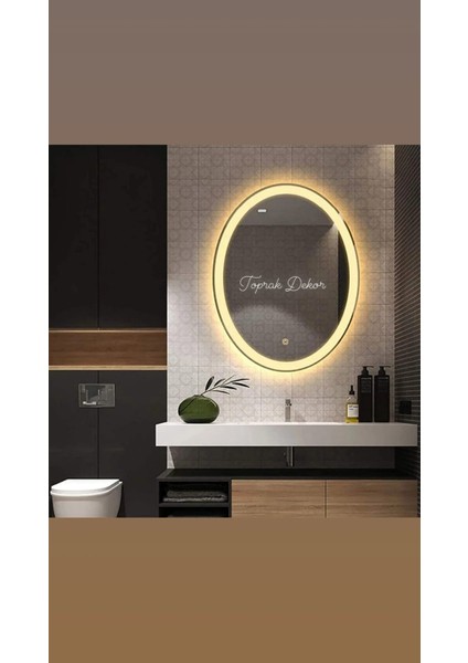 80*60 Elips Beyaz Ledli Dokunmatik Kumlamalı Banyo Aynası Ledli Ayna fiyatları