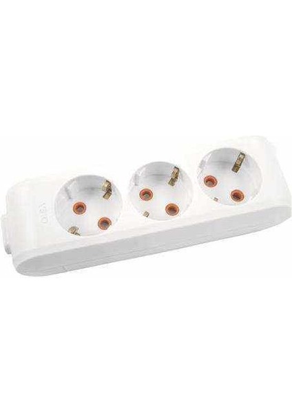 Multi-Led Üçlü Priz Topraklı Çocuk Korumalı Klemensli-Beyaz