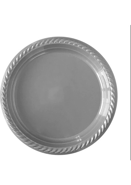 Tabak Çeşitleri-Gümüş Plastik Tabak 22 cm 25LI-6532