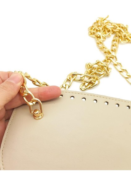 Koyu Bej Renk Suni Deri 100 cm Zincirli 22.5X18 cm Kapak Light Gold Metal fiyatları