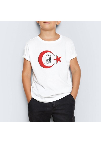 29 Ekim Atatürk Baskılı Unisex Çocuk Tişört T-Shirt Mr-02