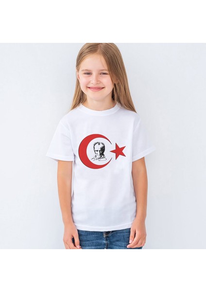 29 Ekim Atatürk Baskılı Unisex Çocuk Tişört T-Shirt Mr-02
