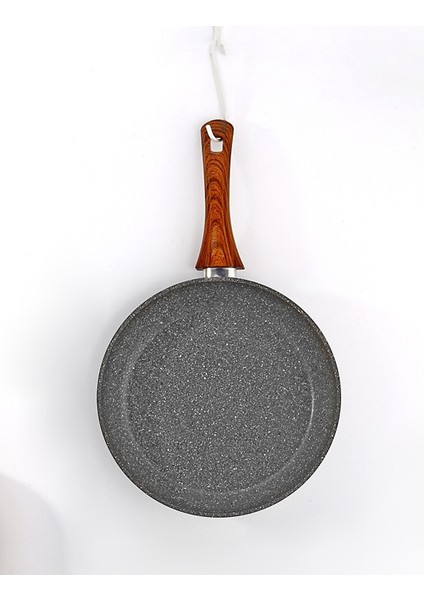 28 Cm Ahşap Desenli Bakalit Kulplu Vogue Granit Tava Grnt 1036