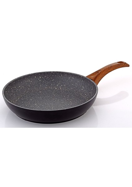 28 Cm Ahşap Desenli Bakalit Kulplu Vogue Granit Tava Grnt 1036