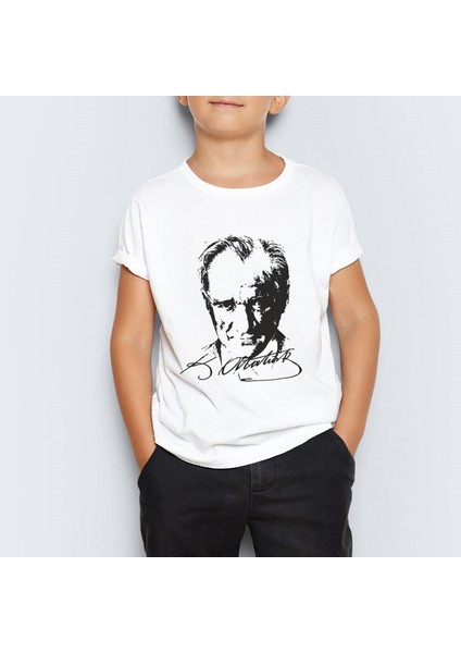 10 Kasım Atatürk Baskılı Unisex Çocuk Tişört T-Shirt Mr-02