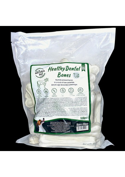 Eco Natura Pet Healty Dental Bones Natural Pres Kemik 15CM 20LI 1600GR