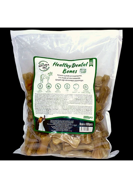 Eco Natura Pet Healty Dental Bones Natural Pres Kemik 8cm 100LÜ 2000GR